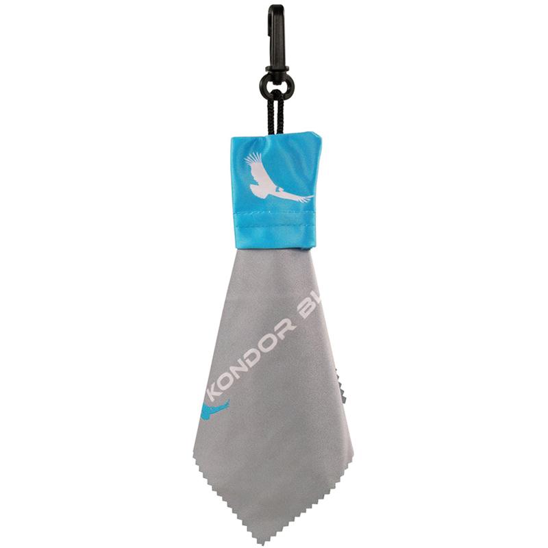 Kondor Blue Microfiber Lens Wipe Cloth with Pouch and Clip